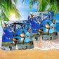 Patriotic Blue Duck Sky Beach Shorts Pattern Detail For Island Trips And Comfortable Daily Use