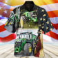 Green Tractor Independence Day US Flag Hawaiian Shirt For Summer Events And Casual Outdoor Wear