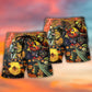 Halloween Dark Skull Pumpkin Scary Beach Shorts Pattern Detail For Poolside Fun And Bright Summer Outfits