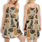Cat Happy V-Neck Sleeveless Cami Dress For Travel And Comfortable Summer Styling