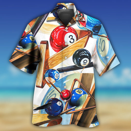 Billiard Pool Adventure Graphic Hawaiian Shirt Relaxed Style View For Island Holidays