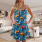 Koi Fish Swimming Pond V-Neck Sleeveless Cami Dress For Vacations And Casual Warm Weather Wear