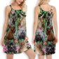 Lykoi Cat Love Beautiful Flower V-Neck Sleeveless Cami Dress For Travel And Comfortable Botanical Styling