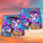 Colorful Hippie Mushroom Fantasy Beach Shorts Pattern Detail For Sunny Outdoor Activities
