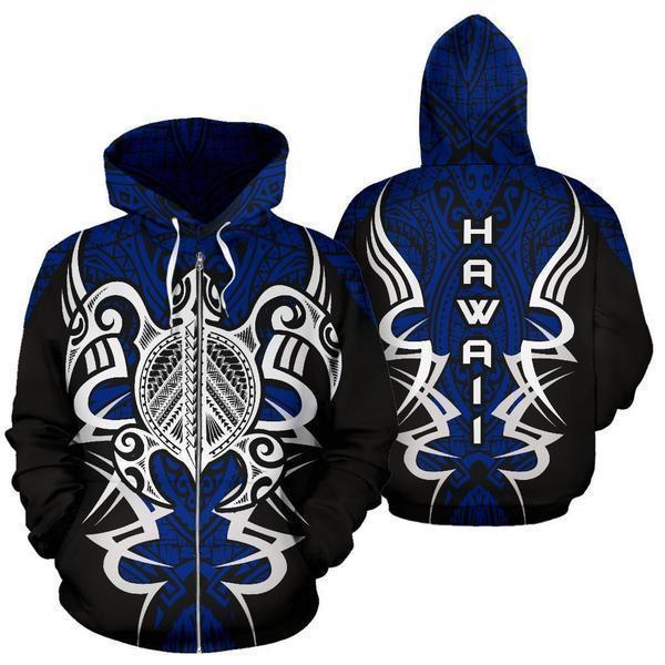 Blue Hawaii Turtle Tribal Armor Hoodie For Coastal Life Casual Events And Everyday Comfort