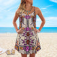 Native Sign Purple V-Neck Sleeveless Cami Dress For Weekend Travel And Expressive Casual Fashion