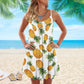 Fruit Pineapple Tropical Lover V-Neck Sleeveless Cami Dress For Beach Festivals And Comfortable Summer Outfits