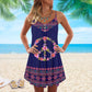Hippie Peaceful Purple V-Neck Sleeveless Cami Dress For Boho Festivals And Relaxed Summer Style