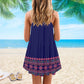 Hippie Peaceful V-Neck Sleeveless Cami Dress For Vacations And Artistic Everyday Fashion