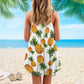 Artistic Fruit Pineapple Tropical V-Neck Sleeveless Cami Dress For Ocean Lovers And Sunny Getaways
