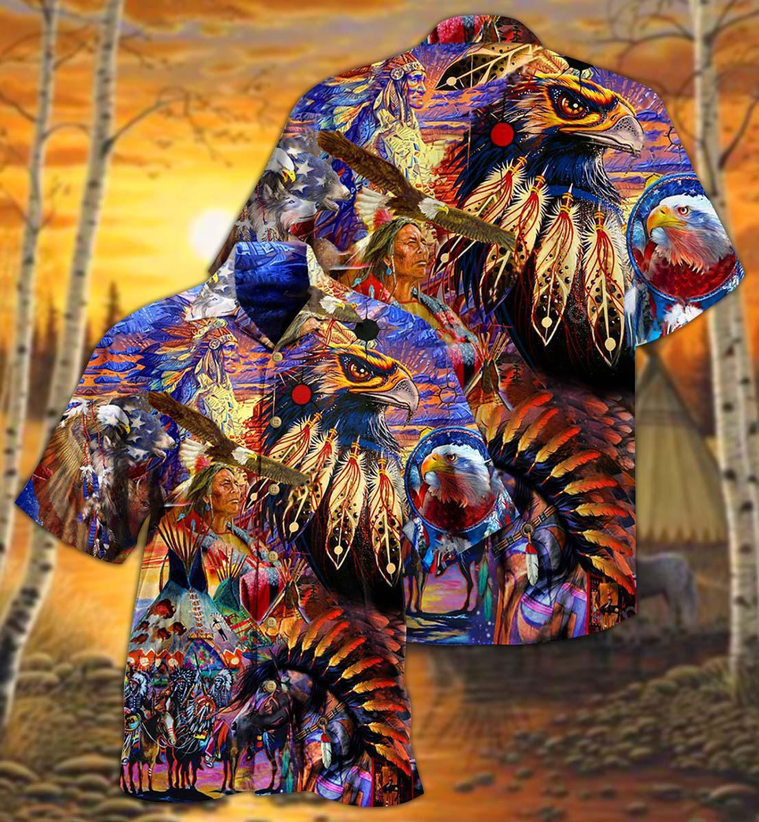 Bohemian Eagle Heart Hawaiian Shirt For Summer Events And Casual Outdoor Wear