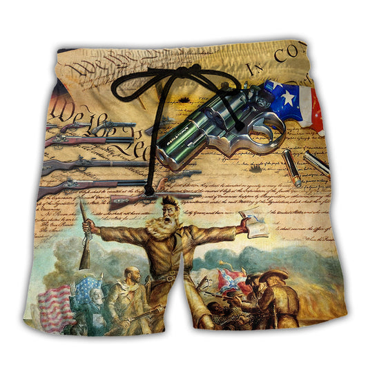 No Gun Peaceful Message Beach Shorts Artwork Detail For Casual Warm Weather Outfits