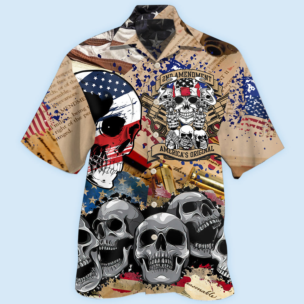 Patriotic Outdoor Heritage And Skull Hawaiian Shirt With All Over Print For Coastal Trips Outdoor Events And Relaxed Summer