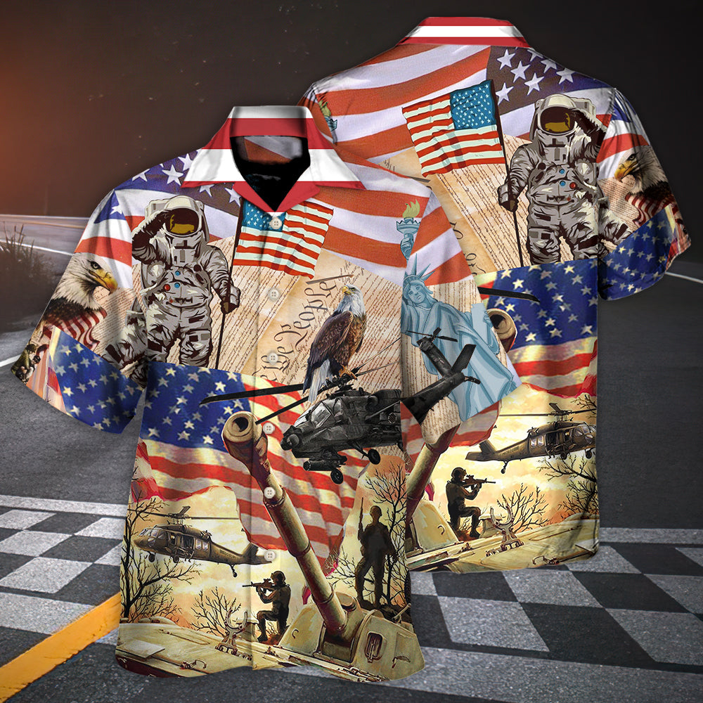 American Independence Day People Hawaiian Shirt Pattern Detail For Vacation Travel And Daily Wear