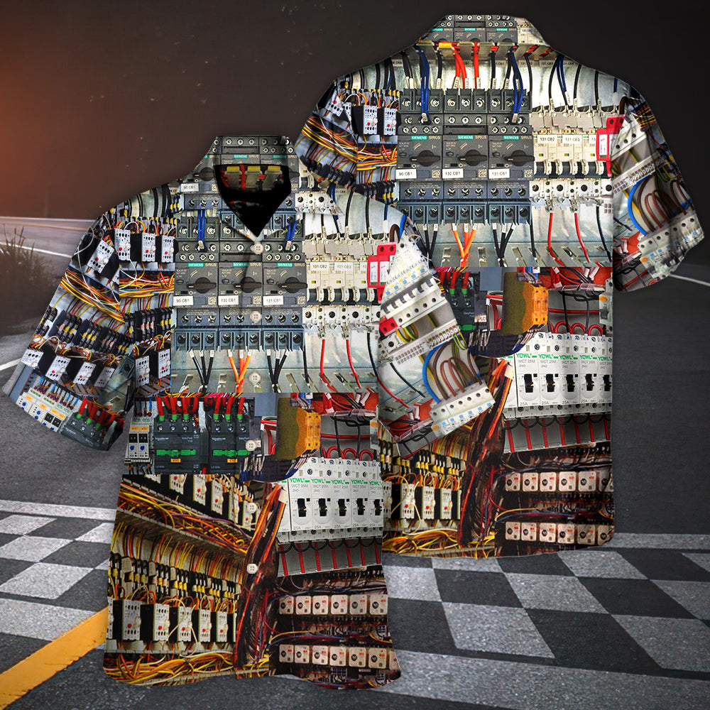 Electrician Hawaiian Shirt With Detailed Graphic For Vacation Getaways Resort Wear And Casual Celebrations