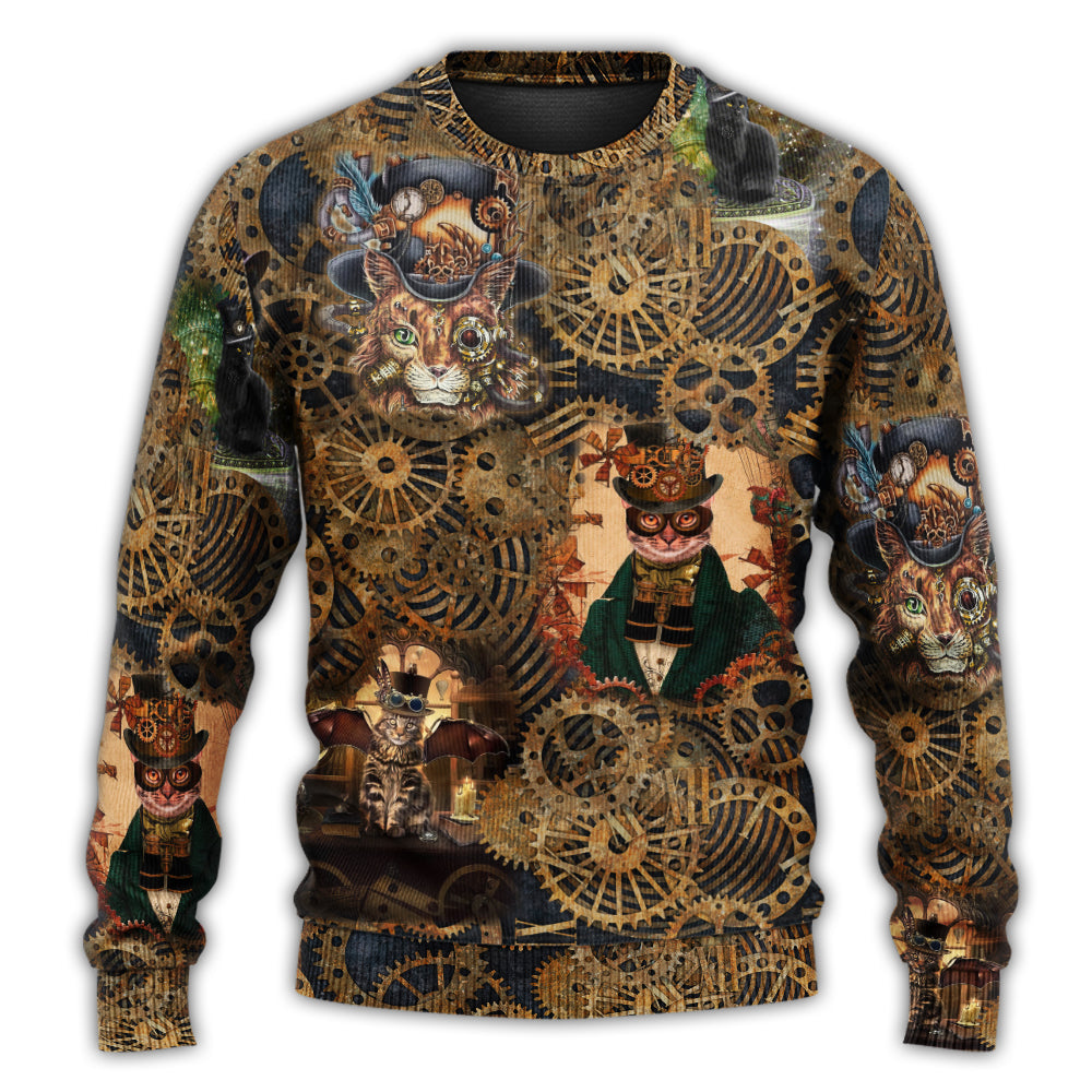 Vintage Cat Retro Heart Sweater For Playful Everyday Outfits Travel And Comfortable Daily Wear