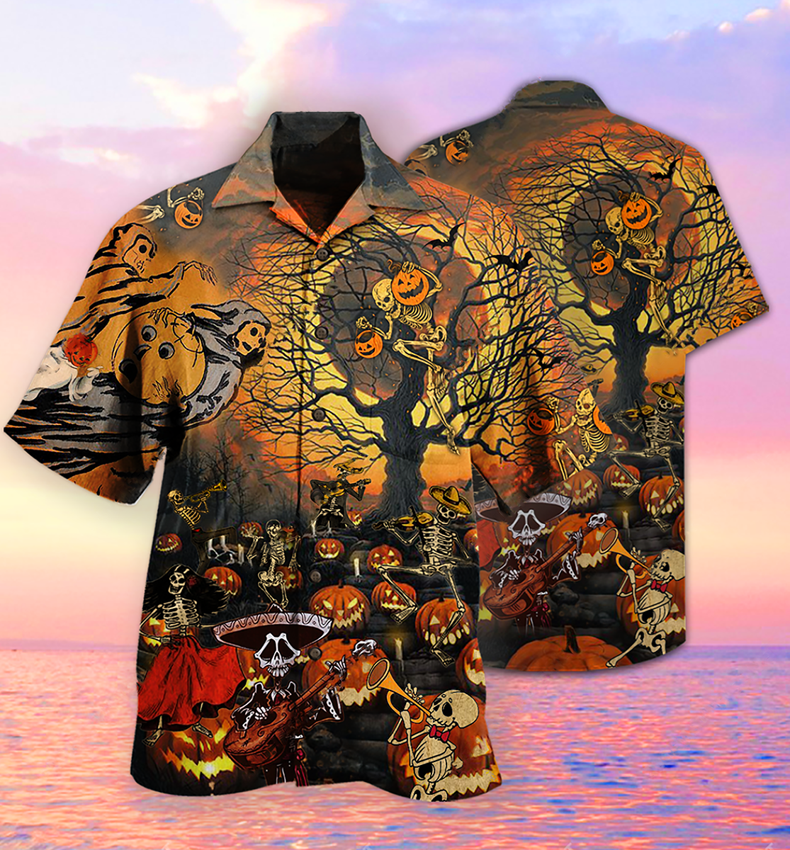 Skull Halloween Darkness Hawaiian Shirt For Warm Weather Adventures And Everyday Comfort