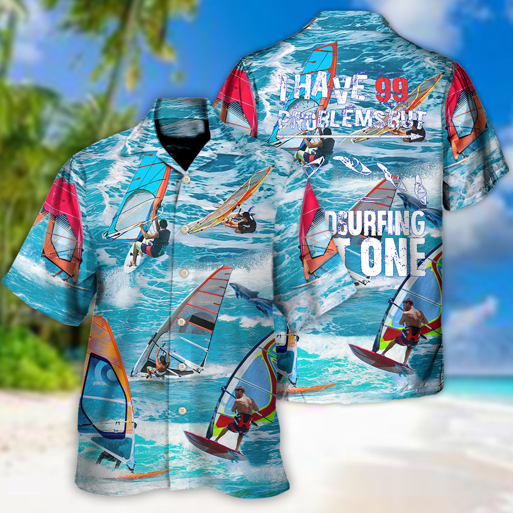 Windsurfing Adventure Graphic Hawaiian Shirt Fabric Pattern Detail For Beach Days