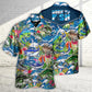 Tropical Coastal Fishing Activity Hawaiian Shirt Button Front Artwork For Summer Travel