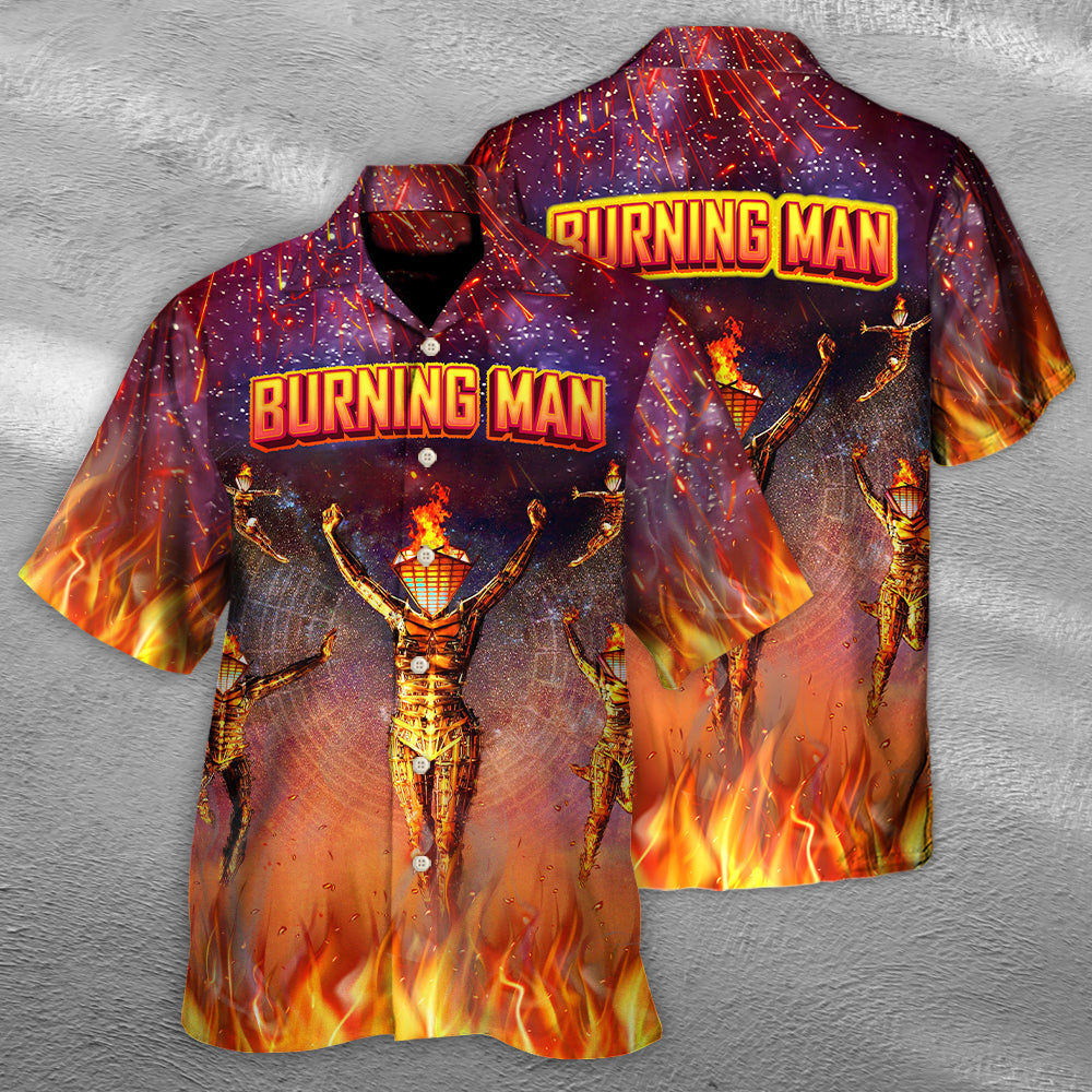 Vintage Music Event Built Burn Hawaiian Shirt For Resort Getaways And Comfortable Summer Activities