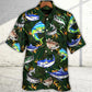Fishing River Hawaiian Shirt Graphic Artwork Detail For Summer Travel