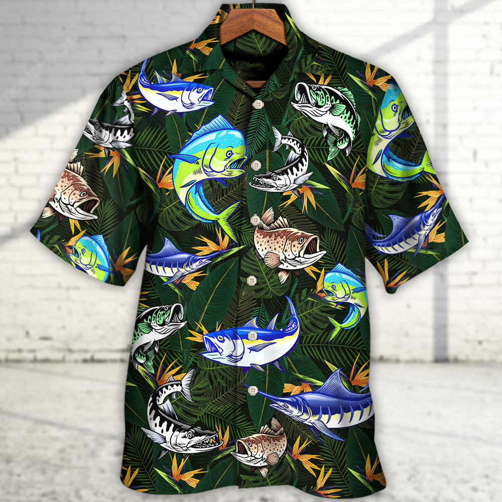 Fishing River Hawaiian Shirt Graphic Artwork Detail For Summer Travel