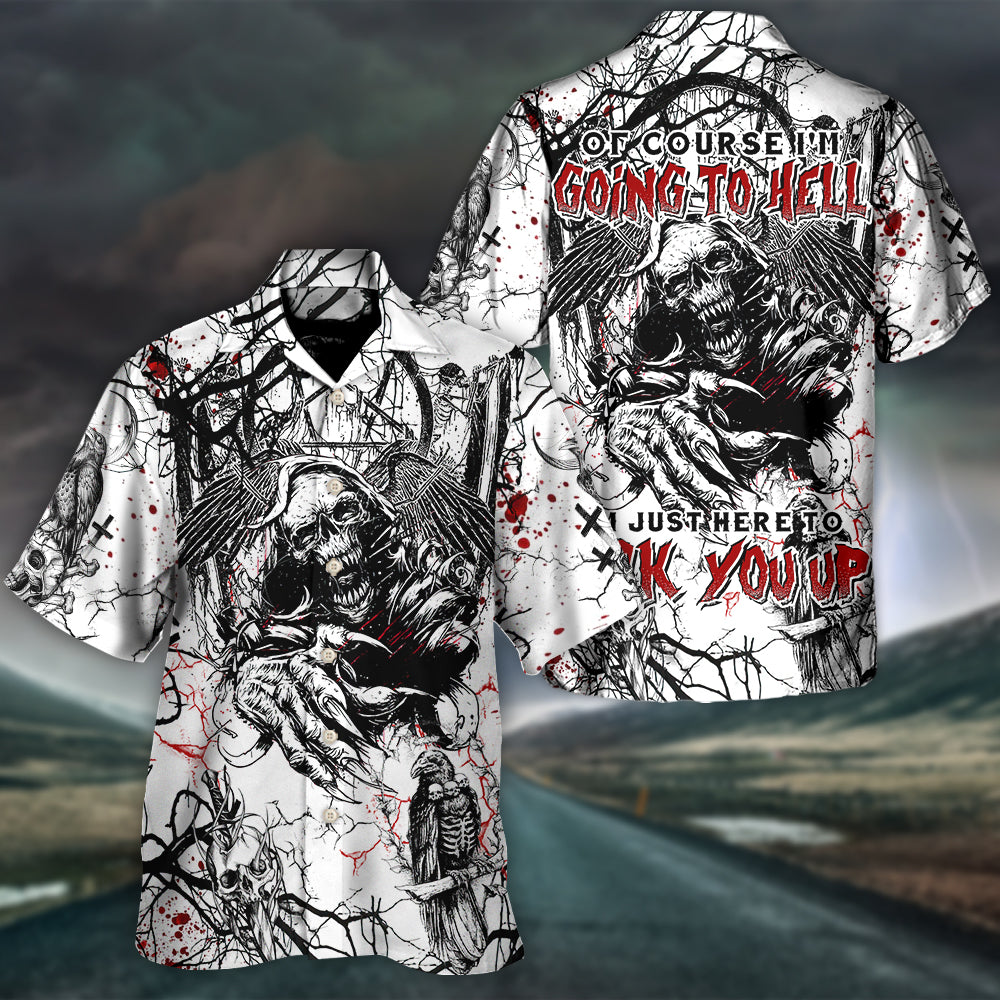 Gothic Dark Skull Hawaiian Shirt Detailed Pattern View For Island Holidays