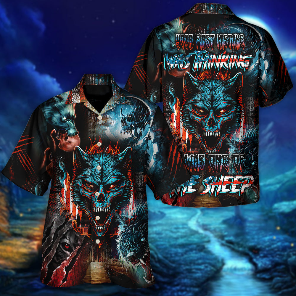 Skull Wolf Sheep Hawaiian Shirt Creative Print View For Warm Weather Events