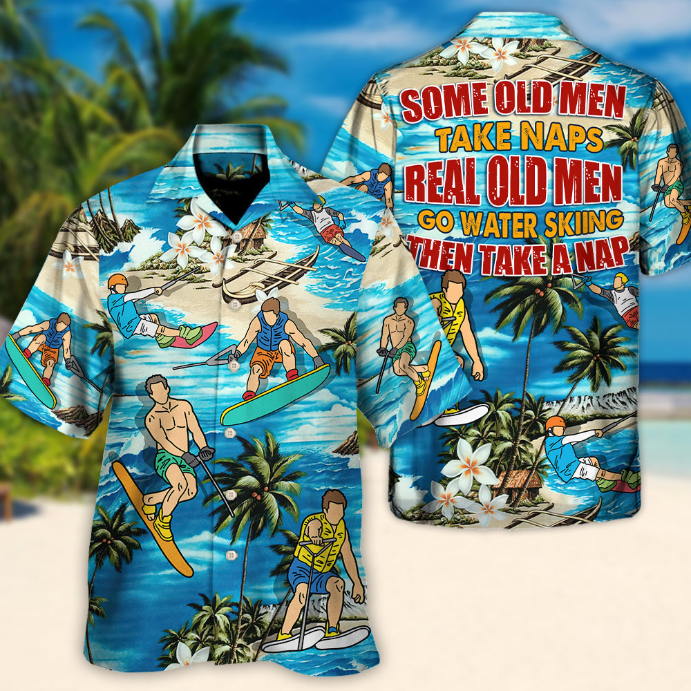 Waterskiing Water Outdoor Passion Hawaiian Shirt Button Front Artwork For Outdoor Gatherings