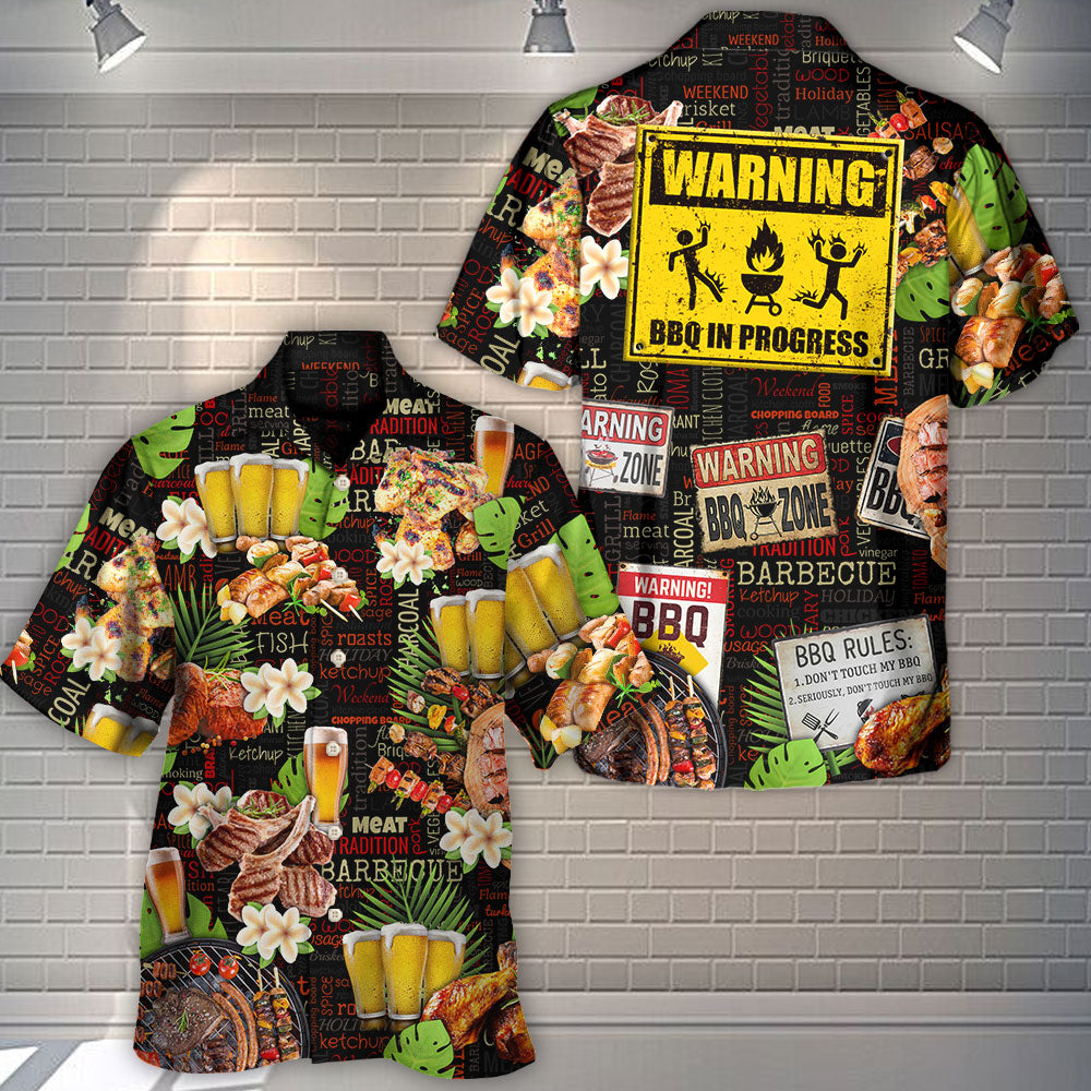 Funny Barbecue BBQ Beer Hawaiian Shirt Pattern Detail For Island Holidays