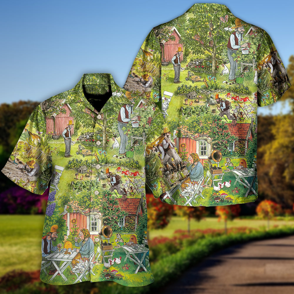 Vintage Gardening Plants Hawaiian Shirt Relaxed Style View For Coastal Travel