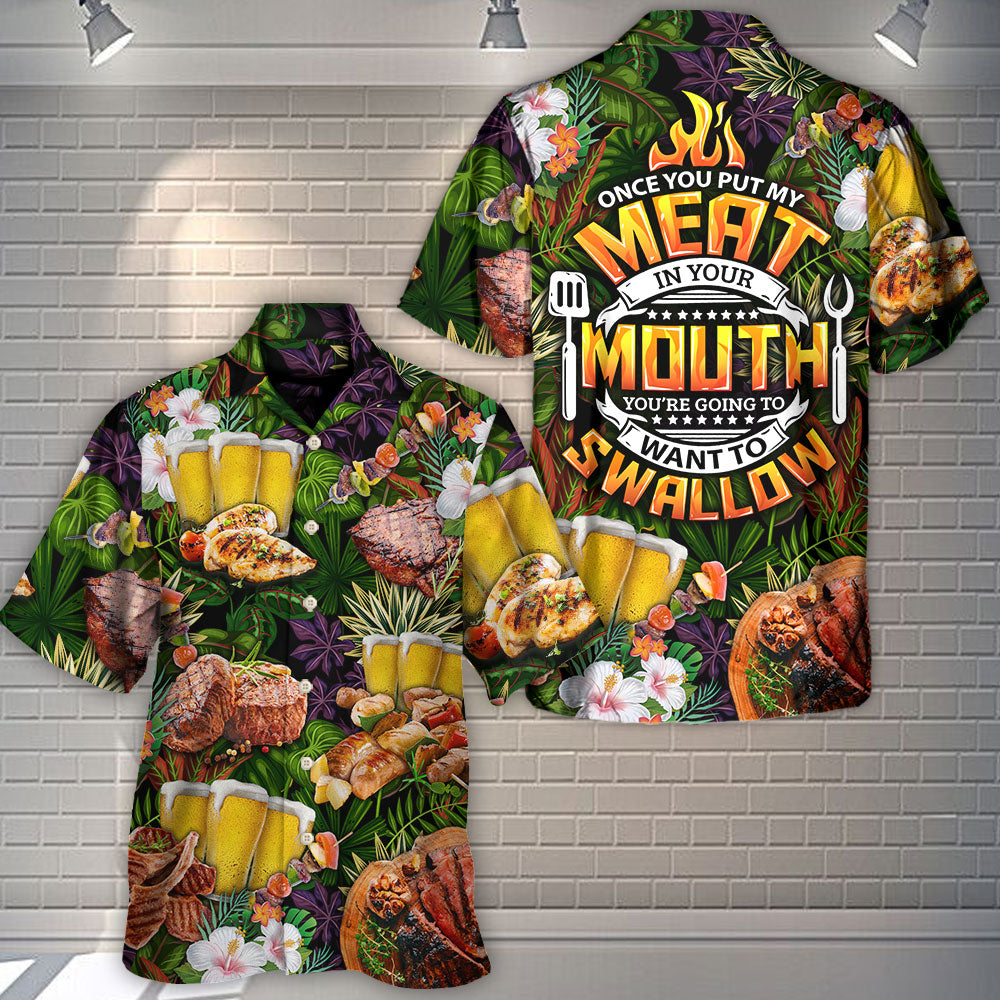 Funny Barbecue Grill Food Hawaiian Shirt Fabric Pattern Detail For Casual Outings