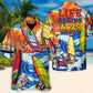 Coastal Windsurfing Activity Hawaiian Shirt Fabric Pattern Detail For Warm Weather Events