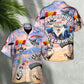 Parasailing Cat Hawaiian Shirt Button Front Artwork For Island Holidays