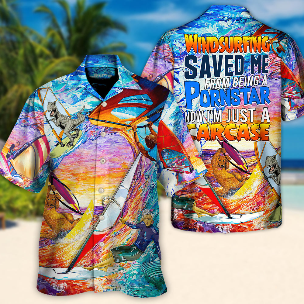 Funny Windsurfing Hawaiian Shirt For Summer Vacation And Beach Travel