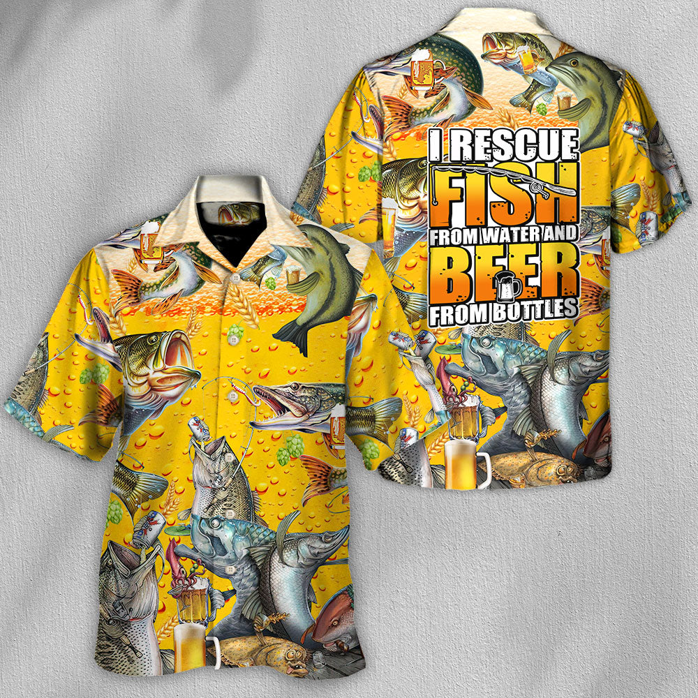 Fishing Water Beer Hawaiian Shirt Summer Design Detail For Tropical Vacations