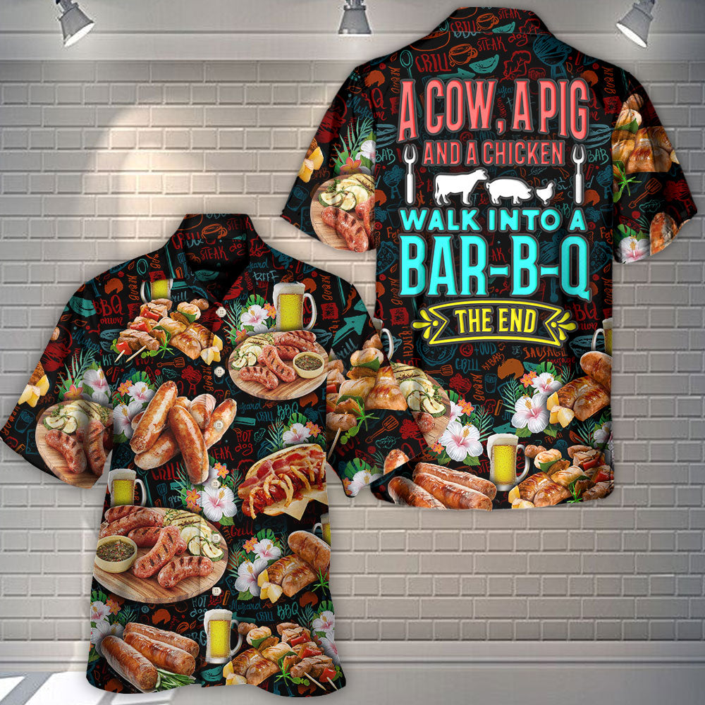 Barbecue Food Chicken Hawaiian Shirt Front Pattern View For Casual Outings