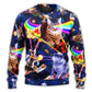 Space Galaxy Cat Food Ride Sweater For Outdoor Activities Weekend Trips And Relaxed Everyday Outfits