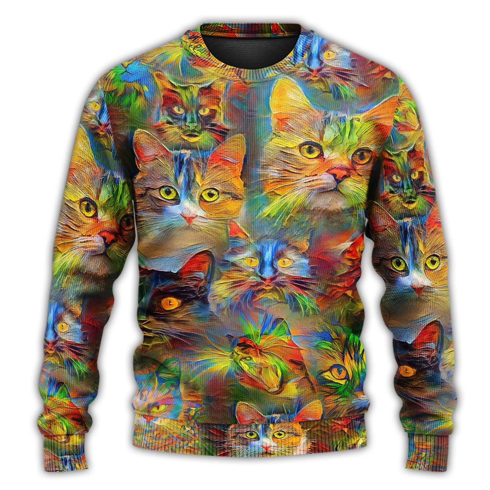 Colorful Cat Sweater For Casual Styling Weekend Outings And Creative Gift Giving
