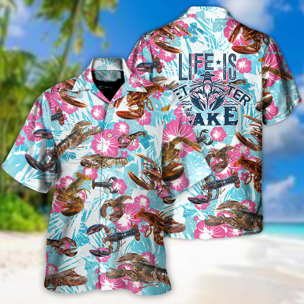 Lobstering Lake Hawaiian Shirt Detailed Pattern View For Coastal Travel