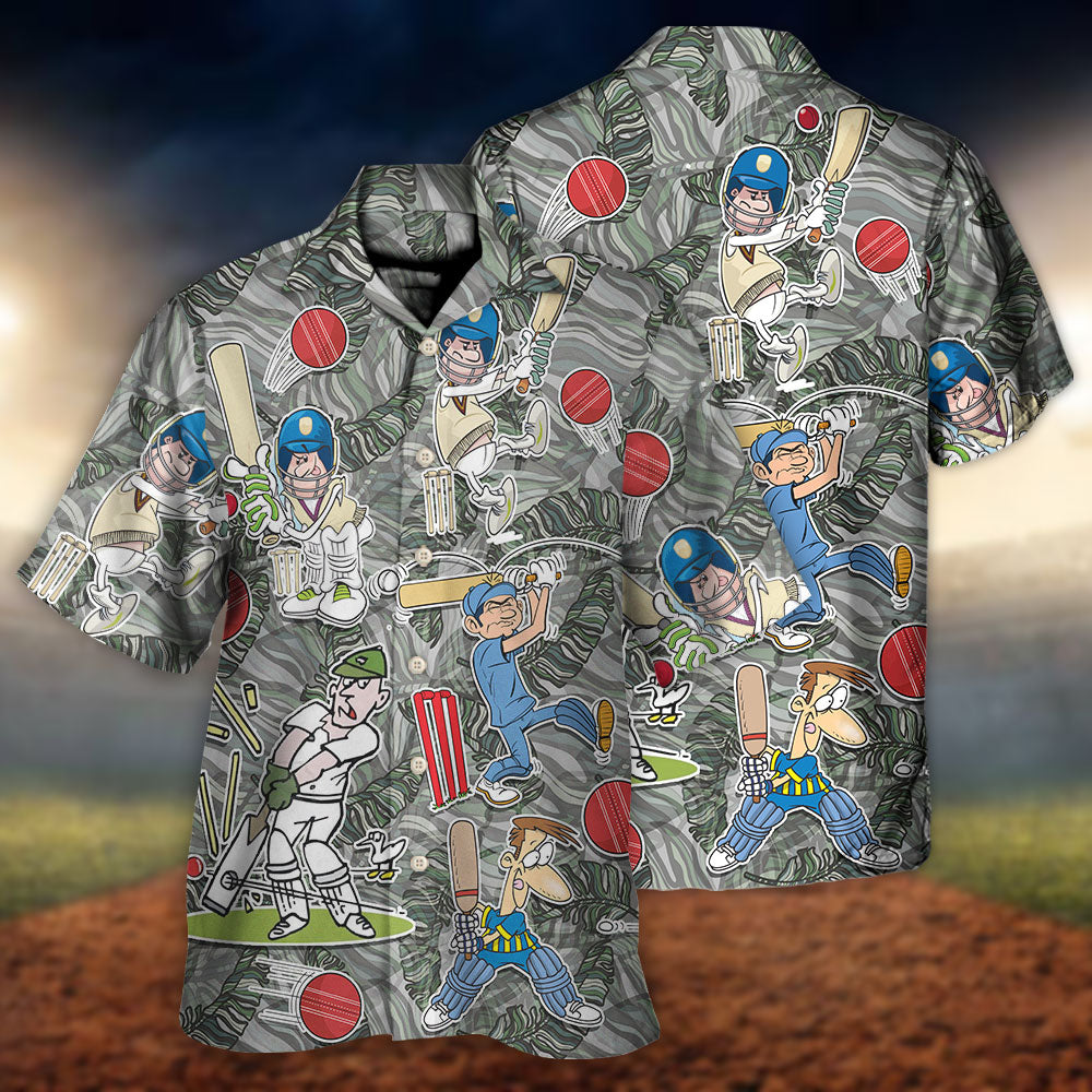 Tropical Cricket Leaf Hawaiian Shirt Collar And Front View For Tropical Vacations