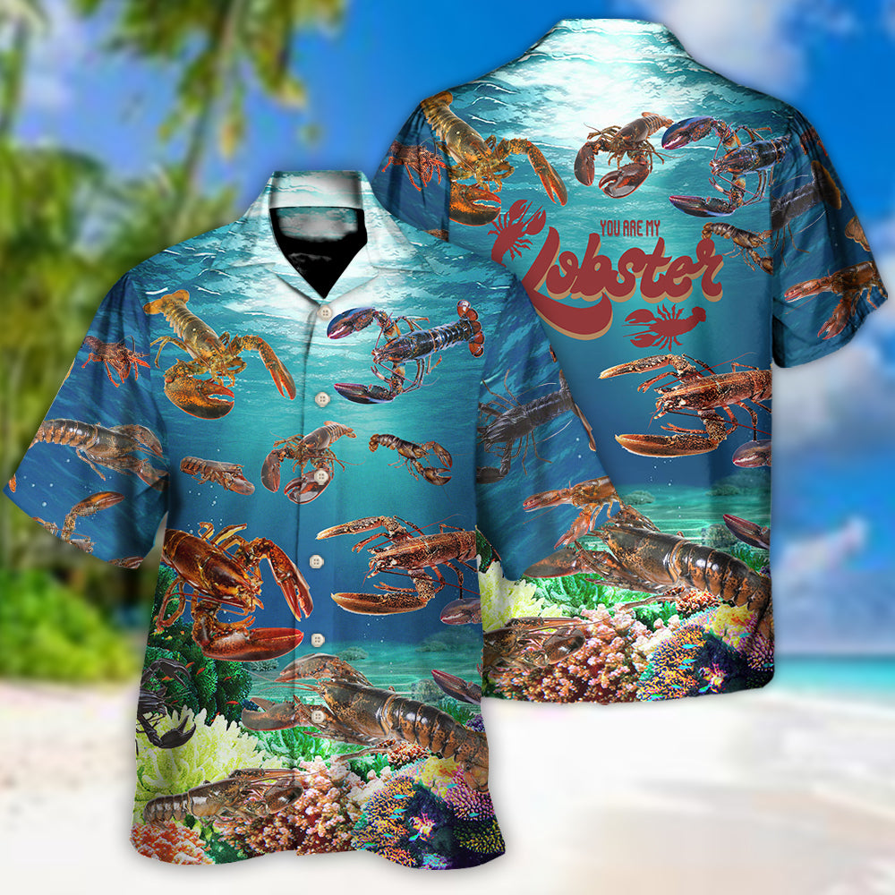 Lobstering Lobster Hawaiian Shirt Collar And Front View For Summer Travel