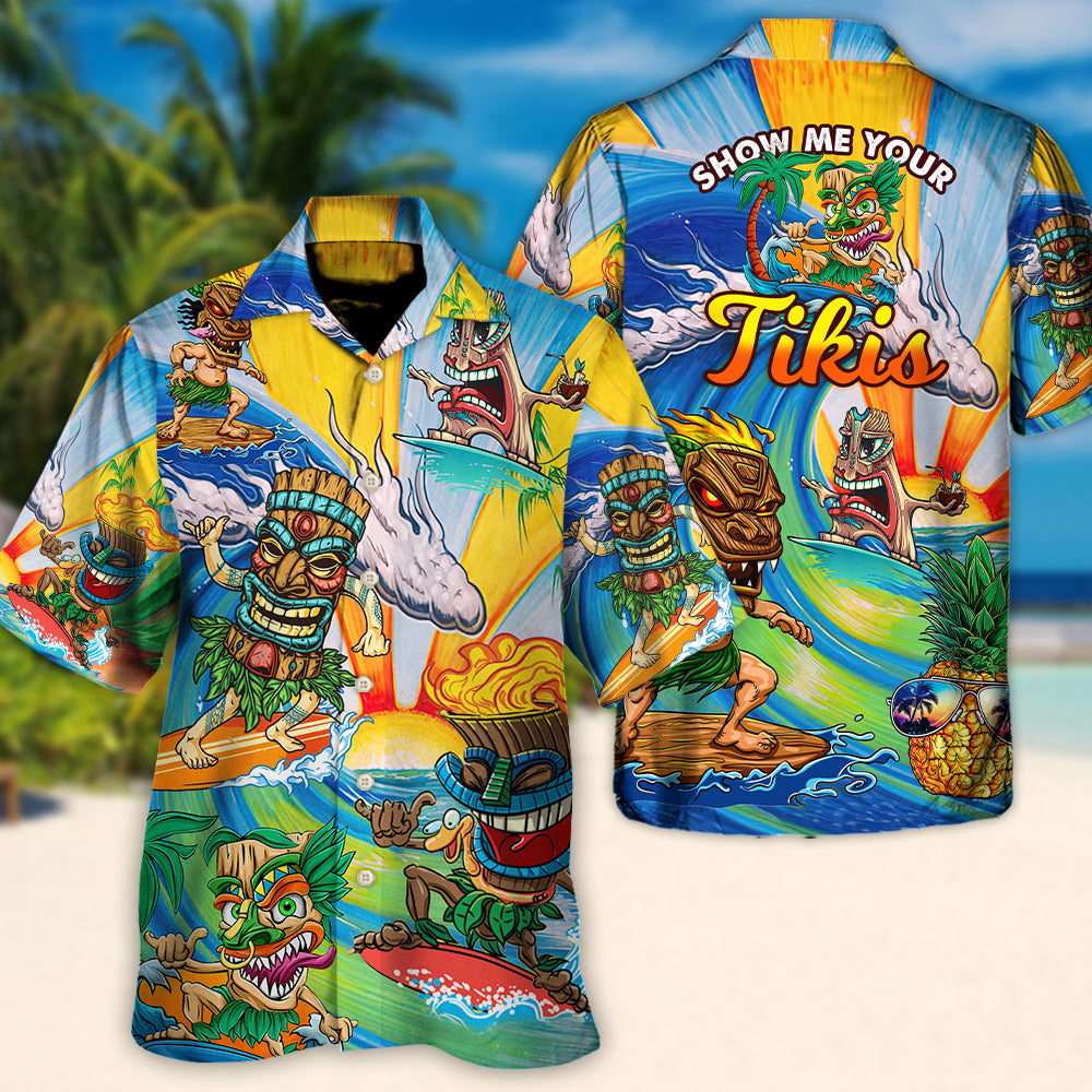 Funny Surfing Vacation Sport Hawaiian Shirt Creative Print View For Tropical Vacations