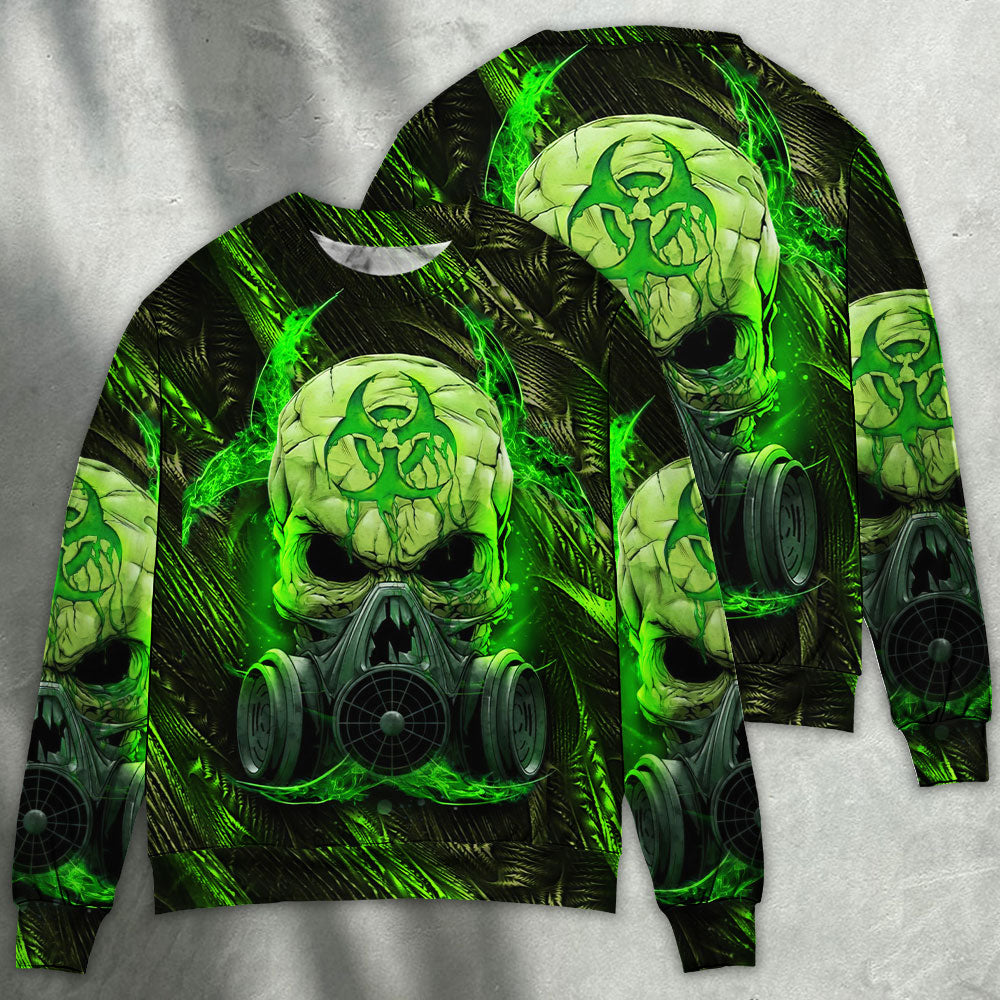 Green Lightning Skull Mask Sweater For Fantasy Fans Casual Outings And Weekend Adventures