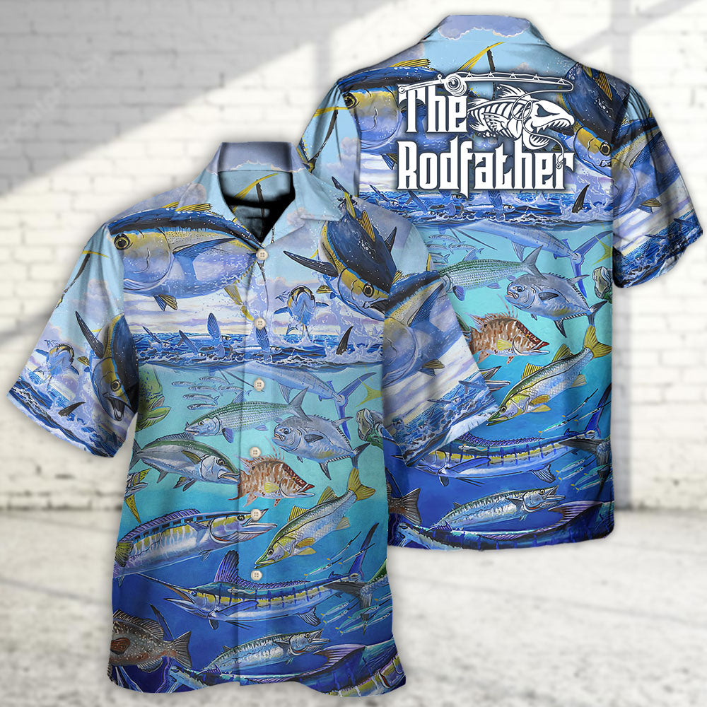 Coastal Fishing Activity Hawaiian Shirt Graphic Artwork Detail For Warm Weather Events
