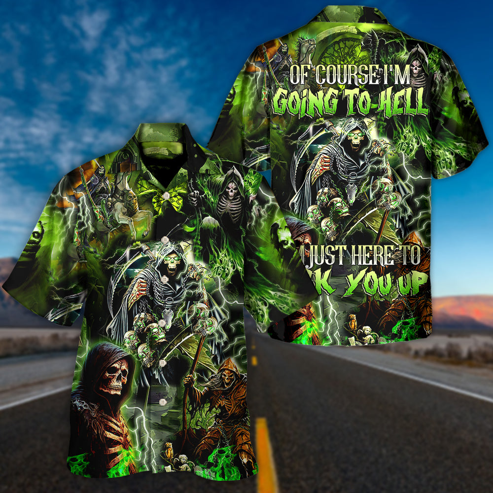 Gothic Dark Skull Hawaiian Shirt Print Closeup For Coastal Travel