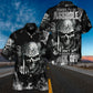 Gothic Skull Graphic Hawaiian Shirt Print Closeup For Weekend Trips