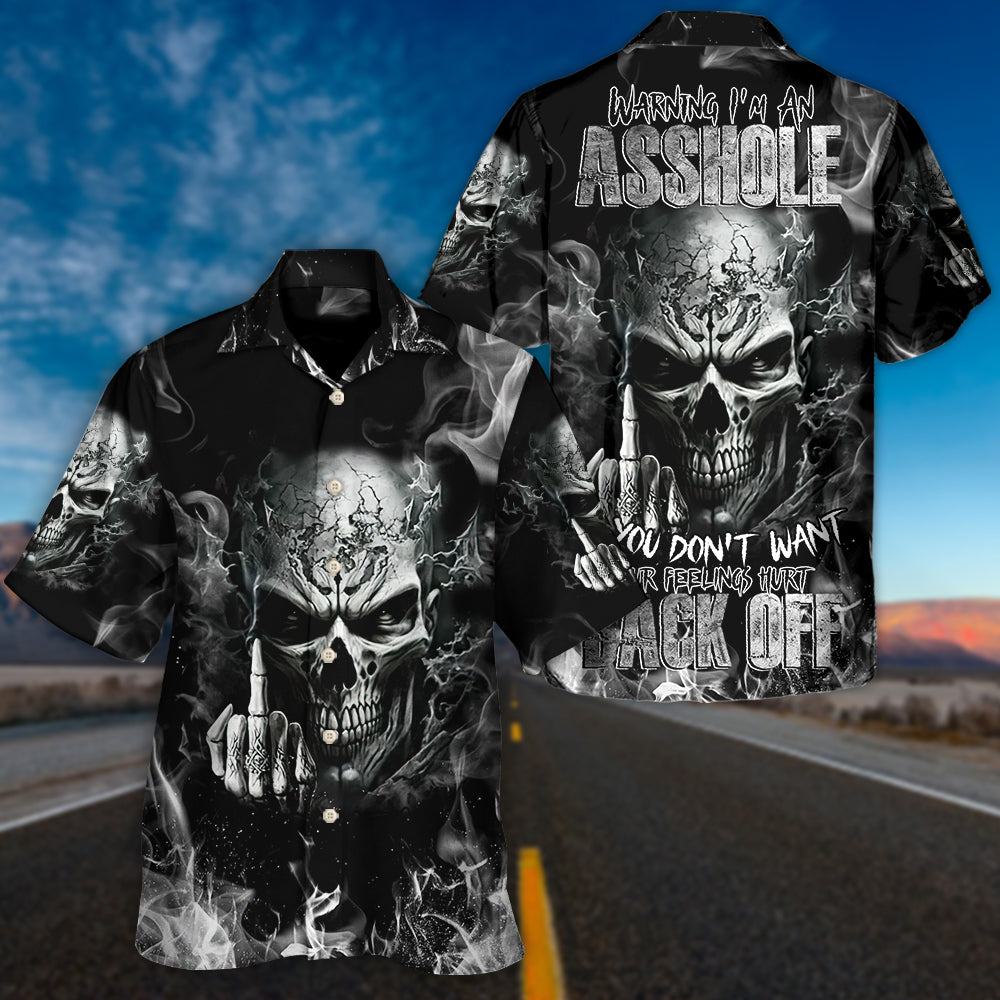 Gothic Skull Graphic Hawaiian Shirt Print Closeup For Weekend Trips