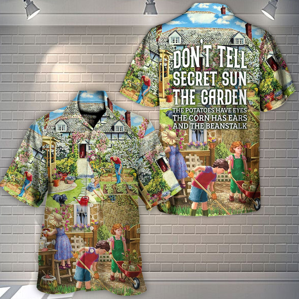 Vintage Gardening Plants Garden Hawaiian Shirt Print Closeup For Beach Days