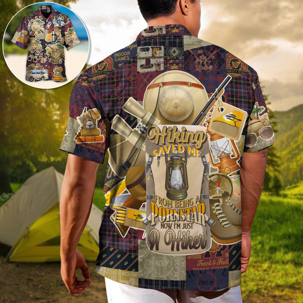 Hiking Hiker Hawaiian Shirt Design View For Casual Summer Styling
